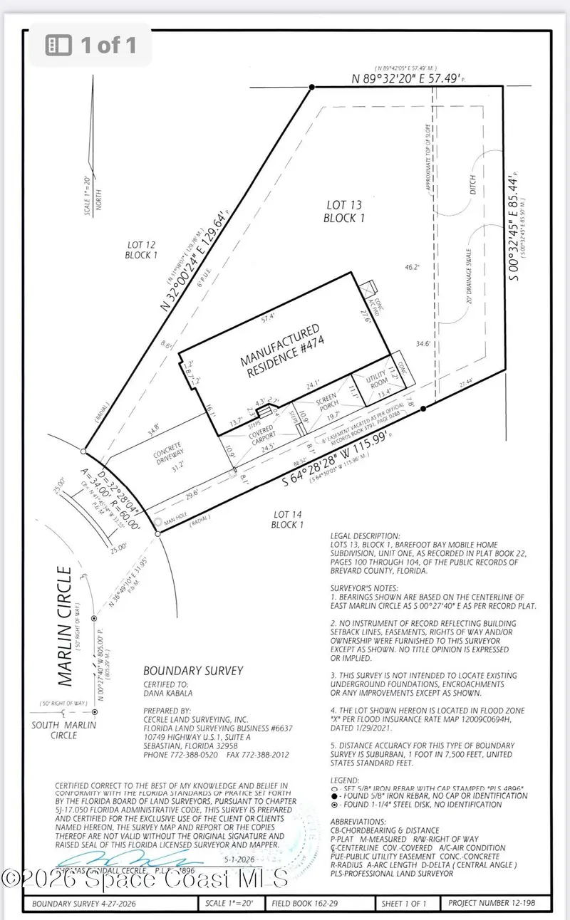 474 Marlin Circle, Barefoot Bay, Fl 32976, FL